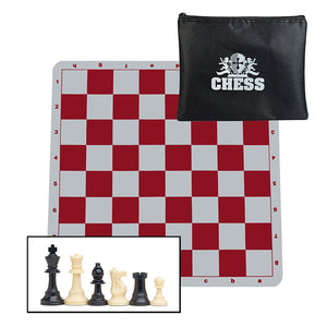 WE Games Ultimate Compact Tournament Chess Set in Assorted Colors with Silicone Chess Board & Triple Weighted Pieces - American Chess Equipment