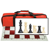 WE Games Complete Tournament Chess Set – Plastic Chess Pieces with Green Roll-up Chess Board and Travel Canvas Bag - American Chess Equipment