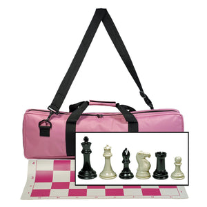 WE Games Ultimate Tournament Chess Set in Assorted Colors with Vinyl Chess Mat, Canvas Bag & Super Triple Weighted Chessmen with 4" King - American Chess Equipment
