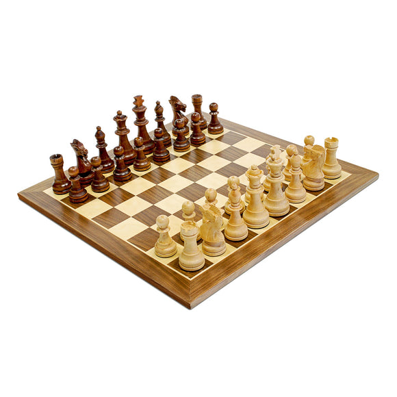 Traditional Staunton Wood Chess Set with a Wooden Board – 14.75 inch Board with 3.75 inch King - American Chess Equipment