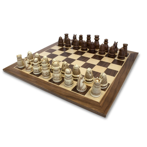 Medieval Chess Set – Polystone Pieces with a Wooden Board 15 in. - American Chess Equipment