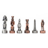 Egyptian Chess Set – Pewter Pieces & Walnut Root Board 16 in. - American Chess Equipment