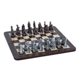 Fantasy Chess Set – Pewter Pieces & Walnut Root Board 16 in. - American Chess Equipment