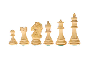 Luxury Staunton Bridle Knight Chess Pieces - Ebonized and Boxwood, 4 inch king