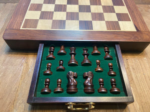 Rosewood 18" Pedestal Magnetic Chess Set with 3" King and 1.75" squares