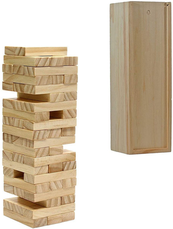 WE Games Wood Block Stacking Tower that Tumbles Down When you Play (12 Inch when Packaged)