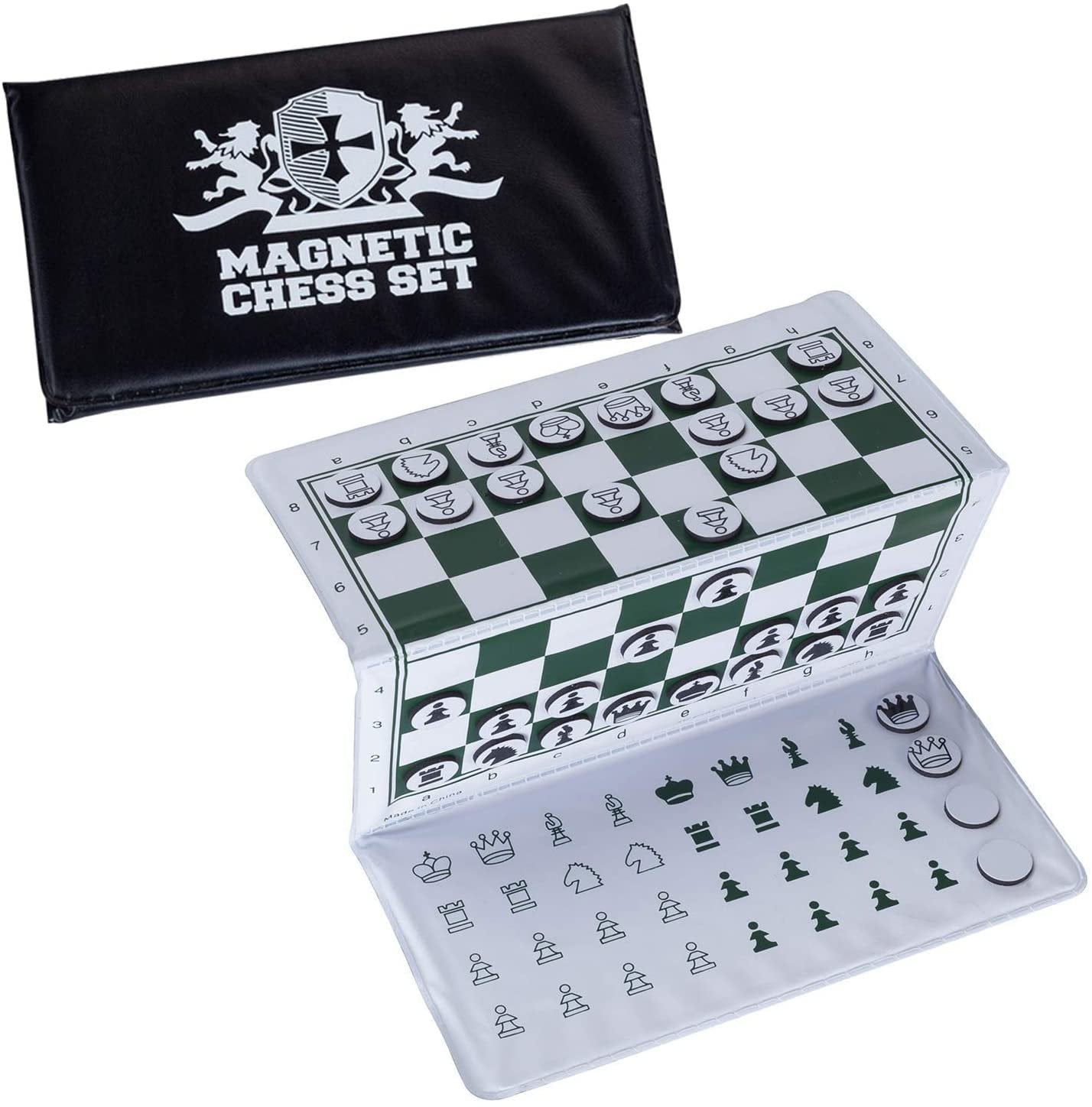  WE Games Best of Travel Chess Sets - Chess Board is Tournament  Style Roll Up - 20 inches, 34 Chess Pieces, Portable Chess Set Bag,  Includes Equalizer Dice & How to