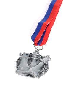 Round Chess Medal with Ribbon - Available in Gold, Silver, and Bronze